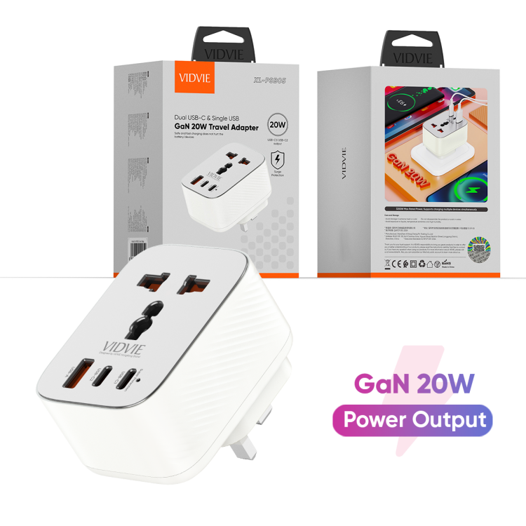 VIDVIE XL-PSB05 UK GaN 20W Travel Adapter