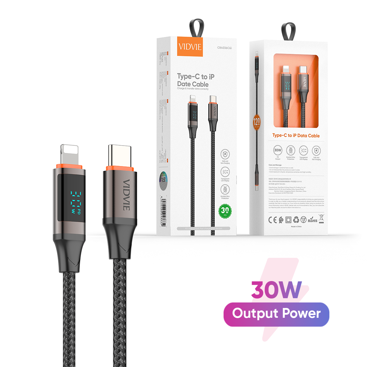 VIDVIE CB4036C&i High Density Weaving Data Cable with Led Display