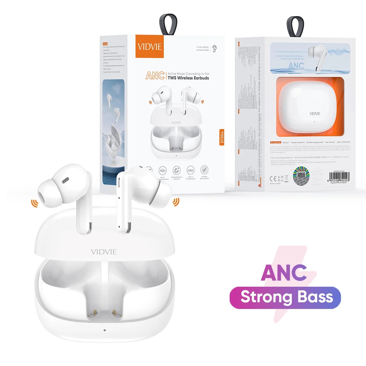 VIDVIE BT884 BT 5.3 Noise Cancelling Auricolari TWS Wireless Earphones