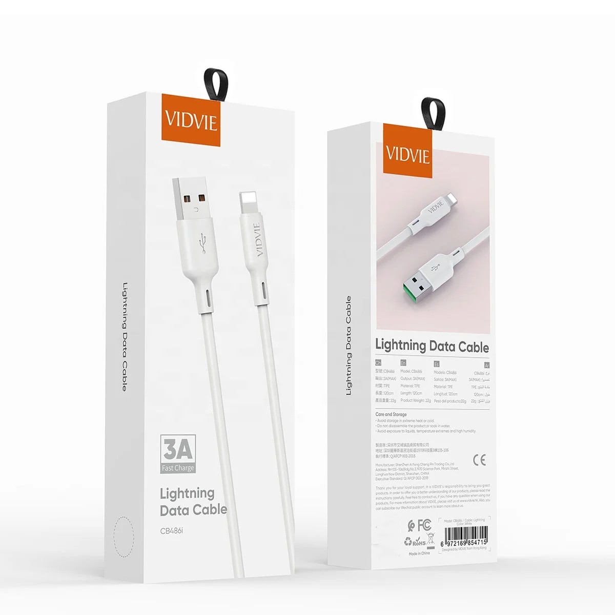 VIDVIE CB486i TPE Charger Cord Data Cable for iPhone