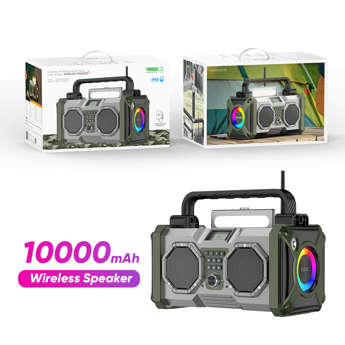 VIDVIE XL-SP927 Wireless Bass TWS Party Horn Speaker With Light Radio SOS