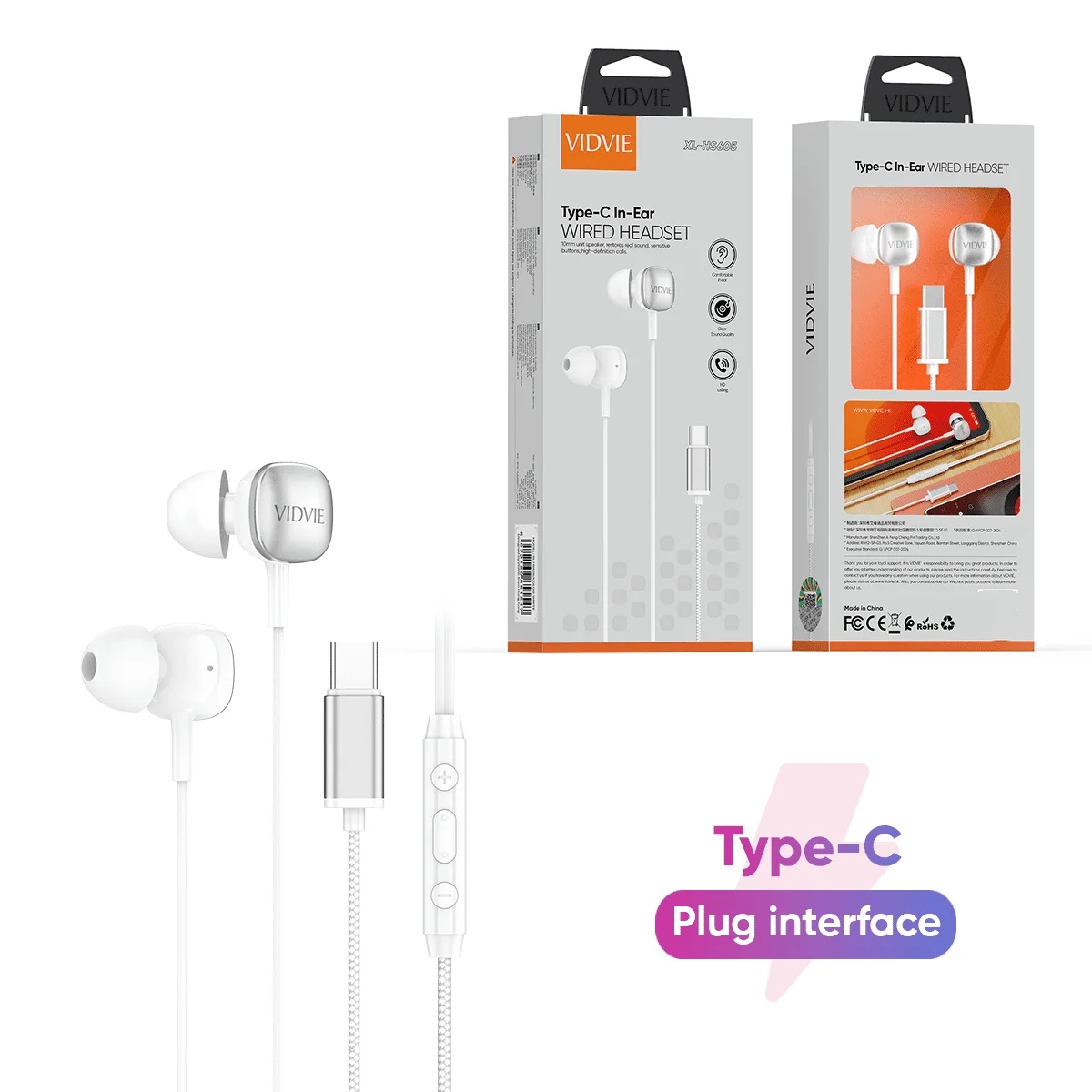 VIDVIE XL-HS605 In-Ear Type-C Wired Earphone