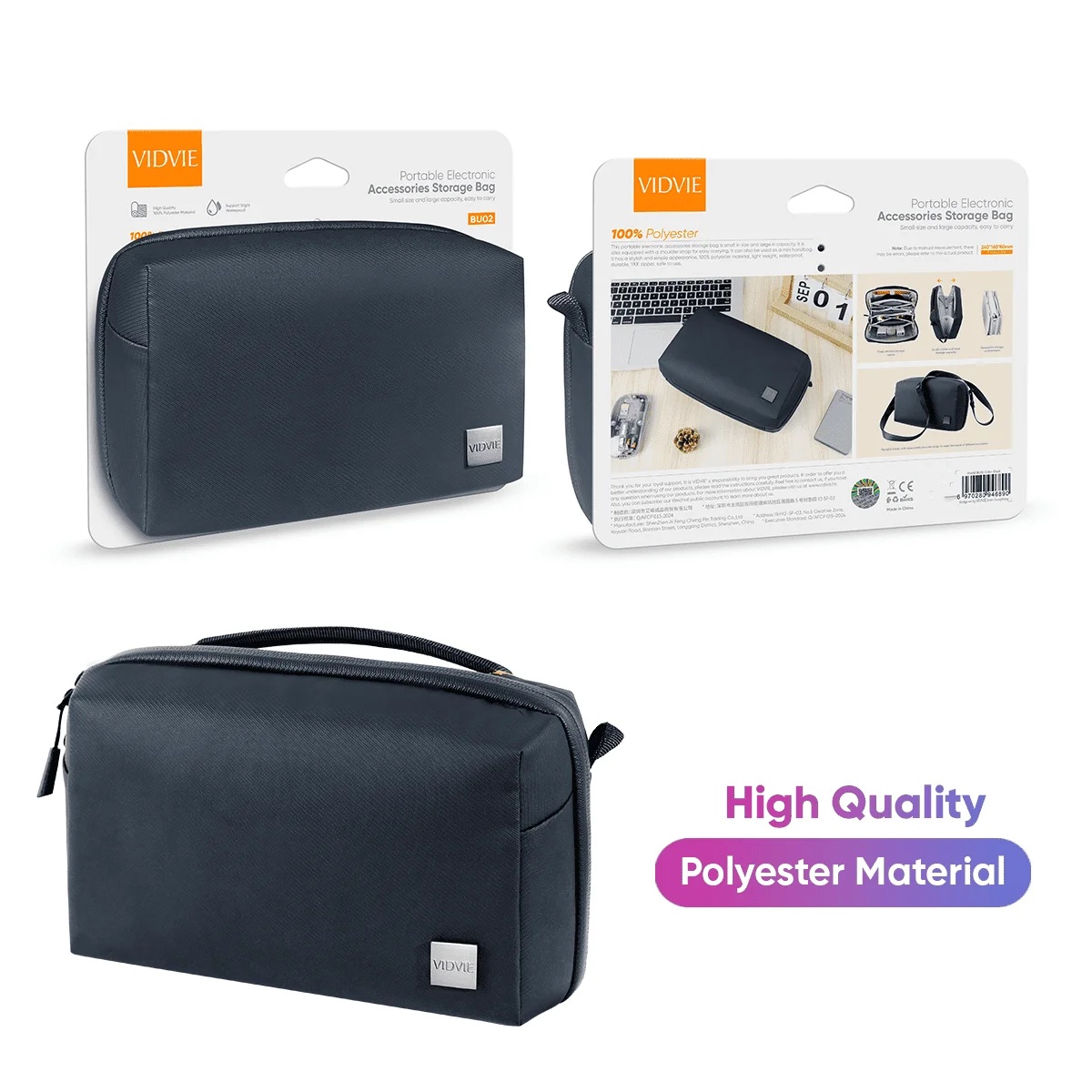 VIDVIE BU02 Portable Electronic Accessories Storage Bag