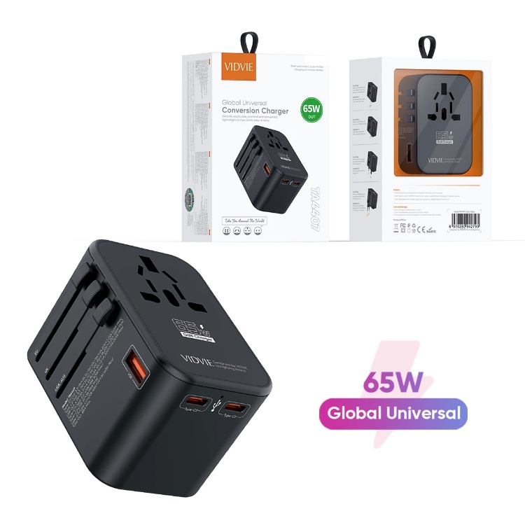 VIDVIE TA4407 65W Fast Charging Universal Charger Travel Adapter