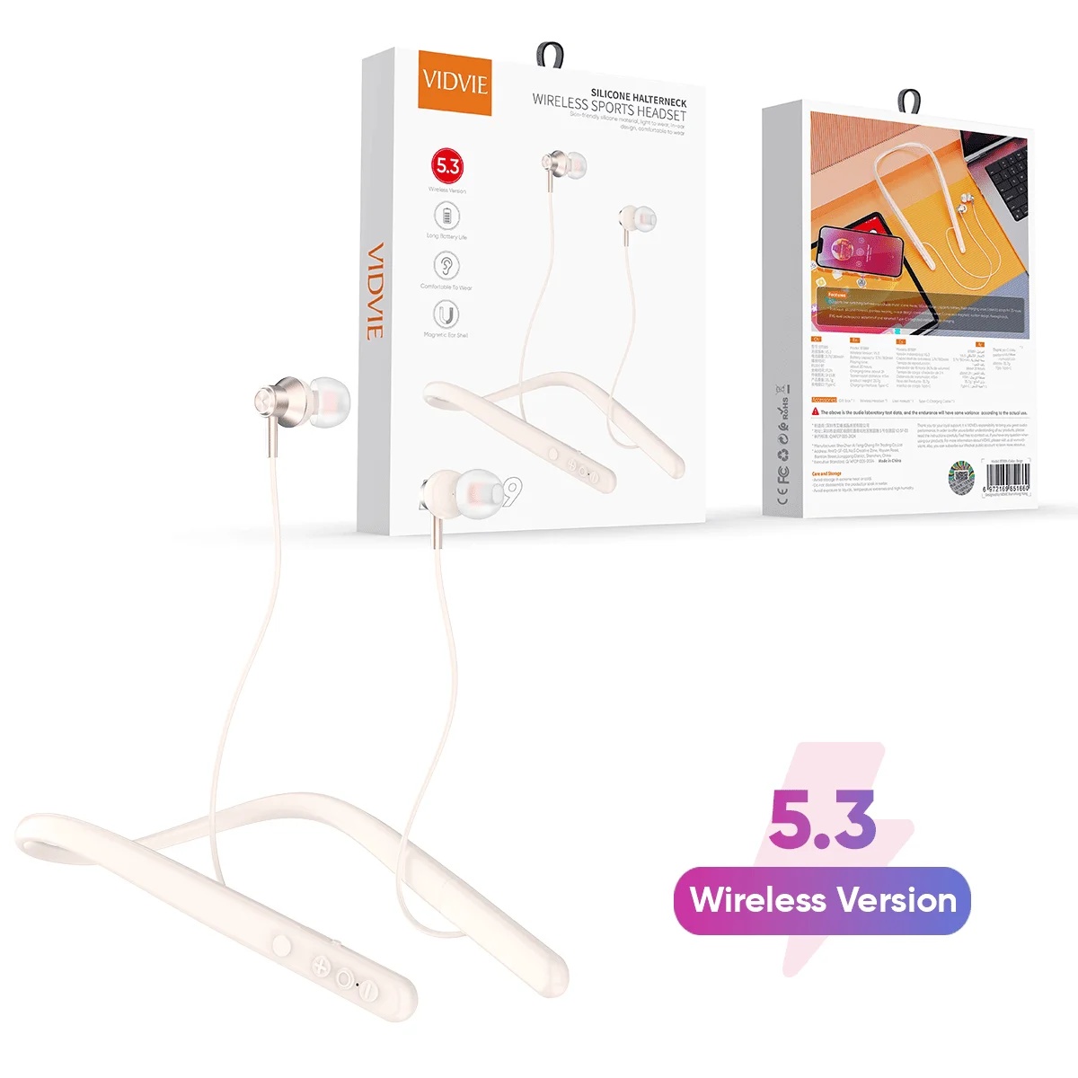 VIDVIE BT889 Silicone neckband wireless sports In-Ear headphones