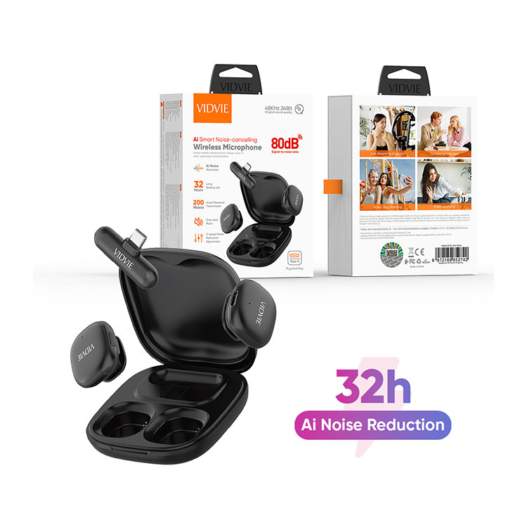 VIDVIE MC02 Ai Smart Noise-cancelling Wireless Microphone