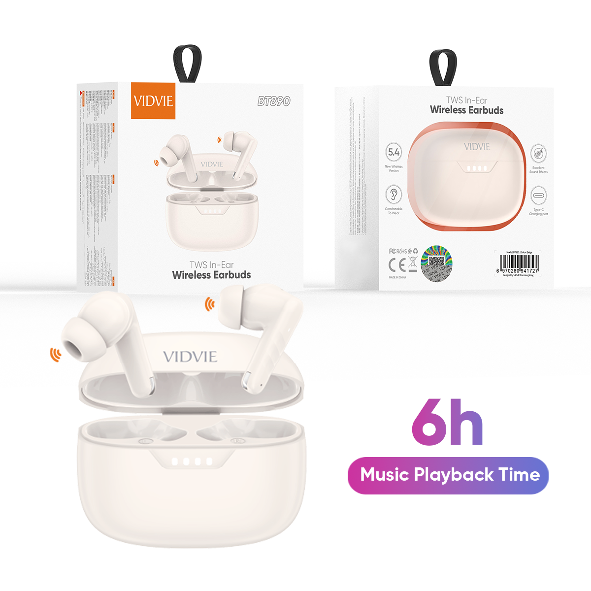 VIDVIE BT890 TWS In-Ear Wireless Earbuds