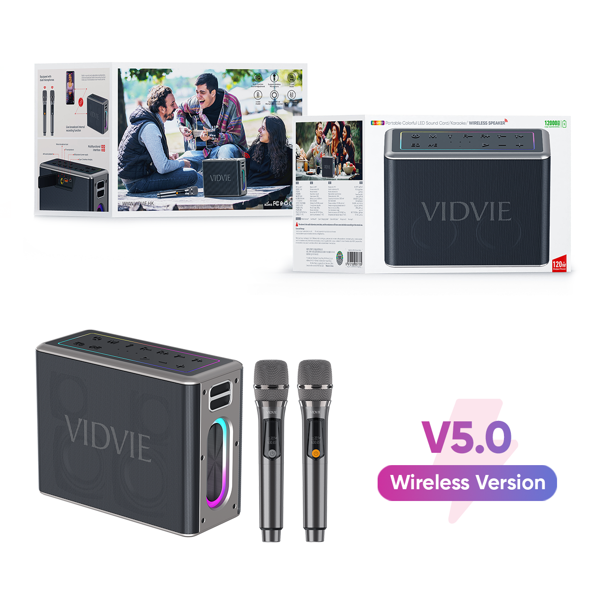 VIDVIE XL-SP917 Karaoke TWS Wireless Speaker With Two Microphones