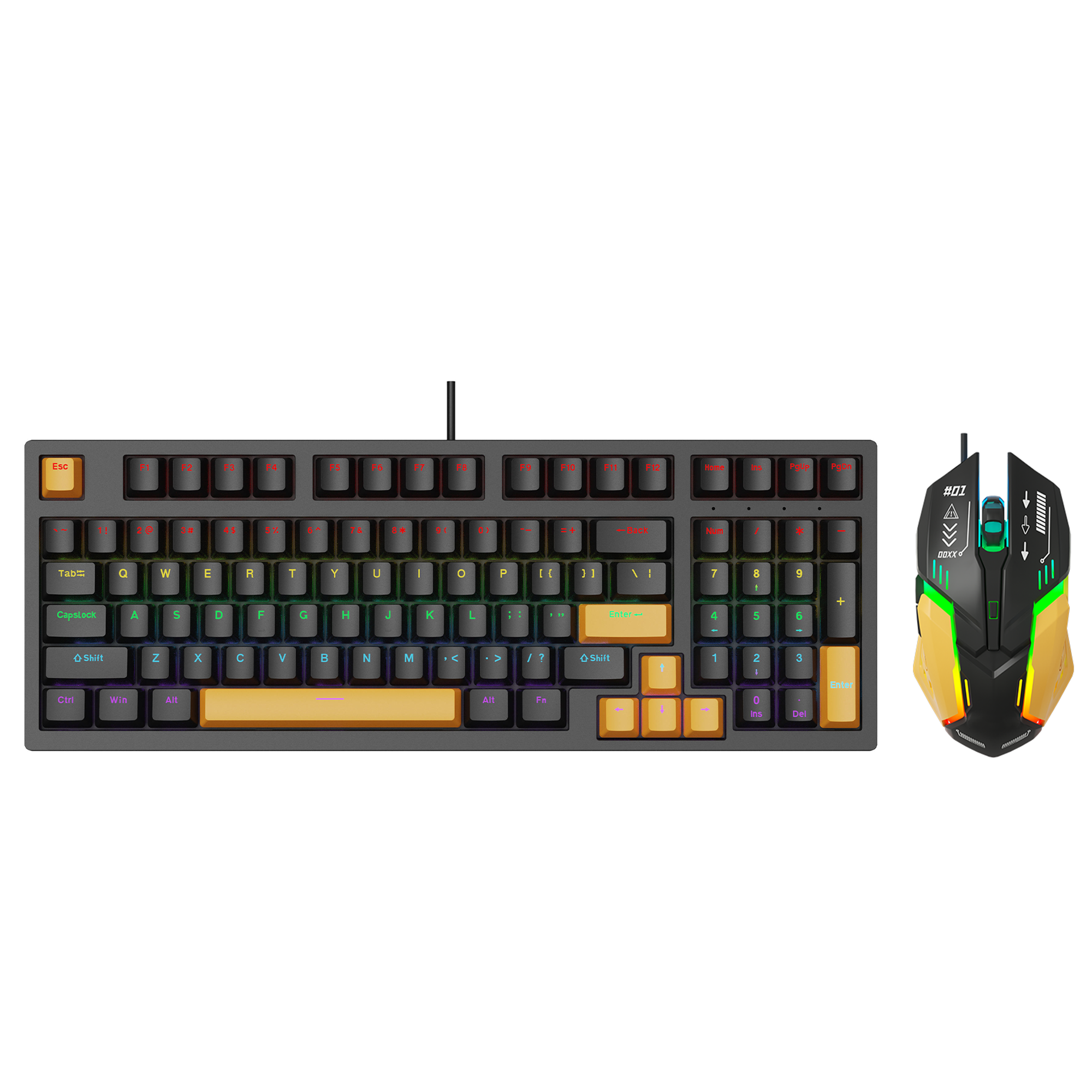 Mechanical Keyboard Customized Esports 98 Keys Game Keyboard Mouse Wired Mechanical Gaming Keyboards