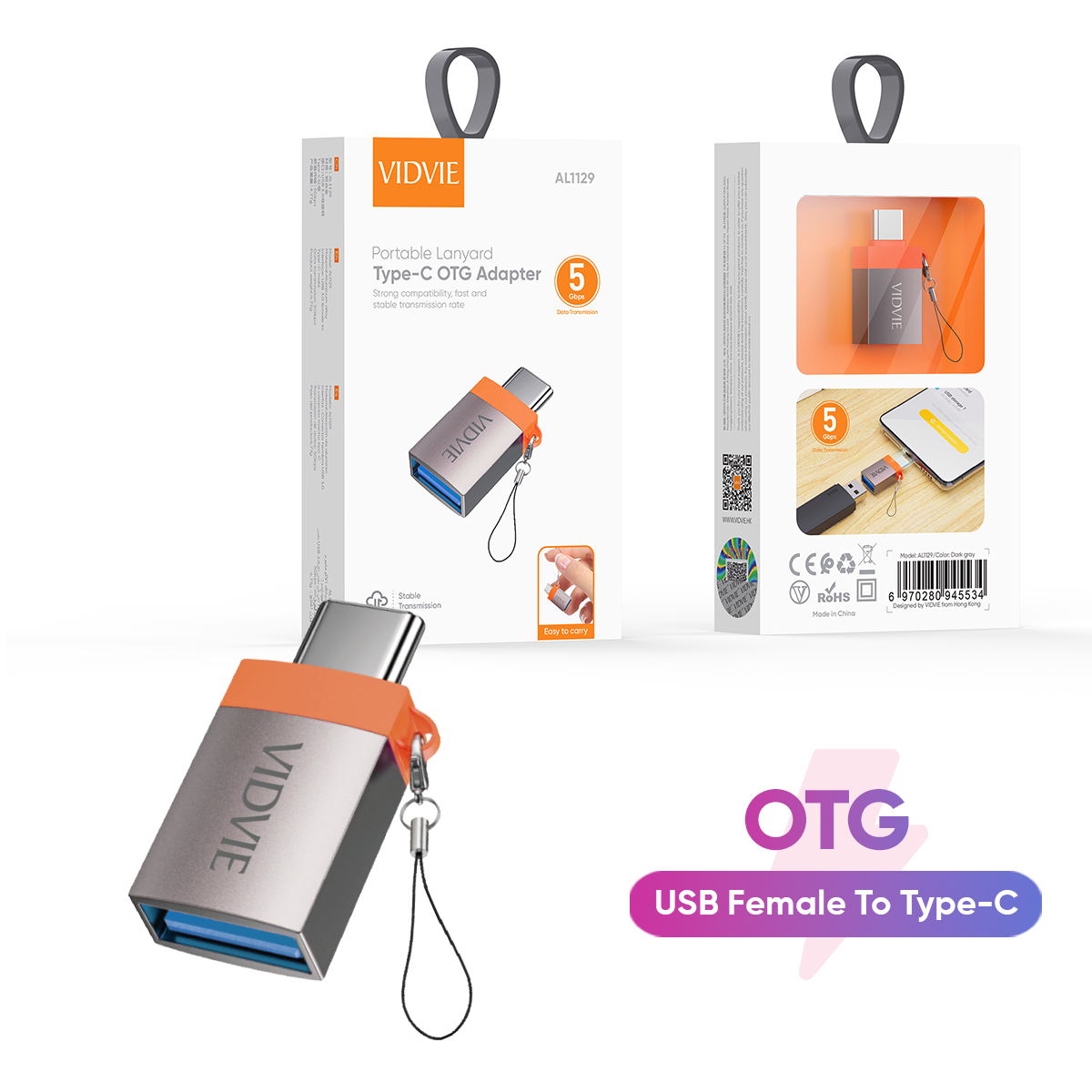 VIDVIE AL1129 Type-C Connector OTG adapter