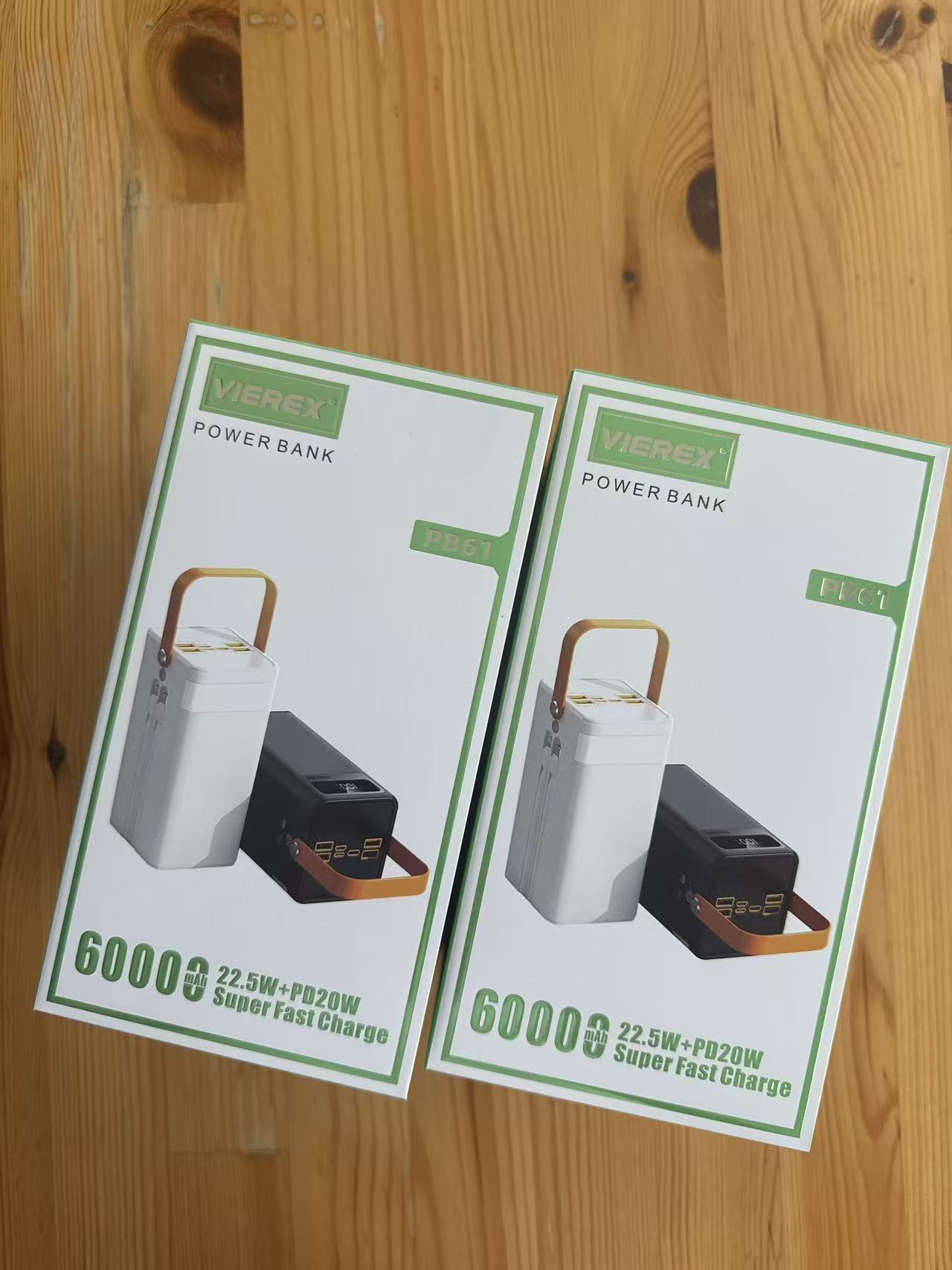 VIEREX--PB61--60000MAH 22.5W+PD20W Super-fast charging--with 4 cables