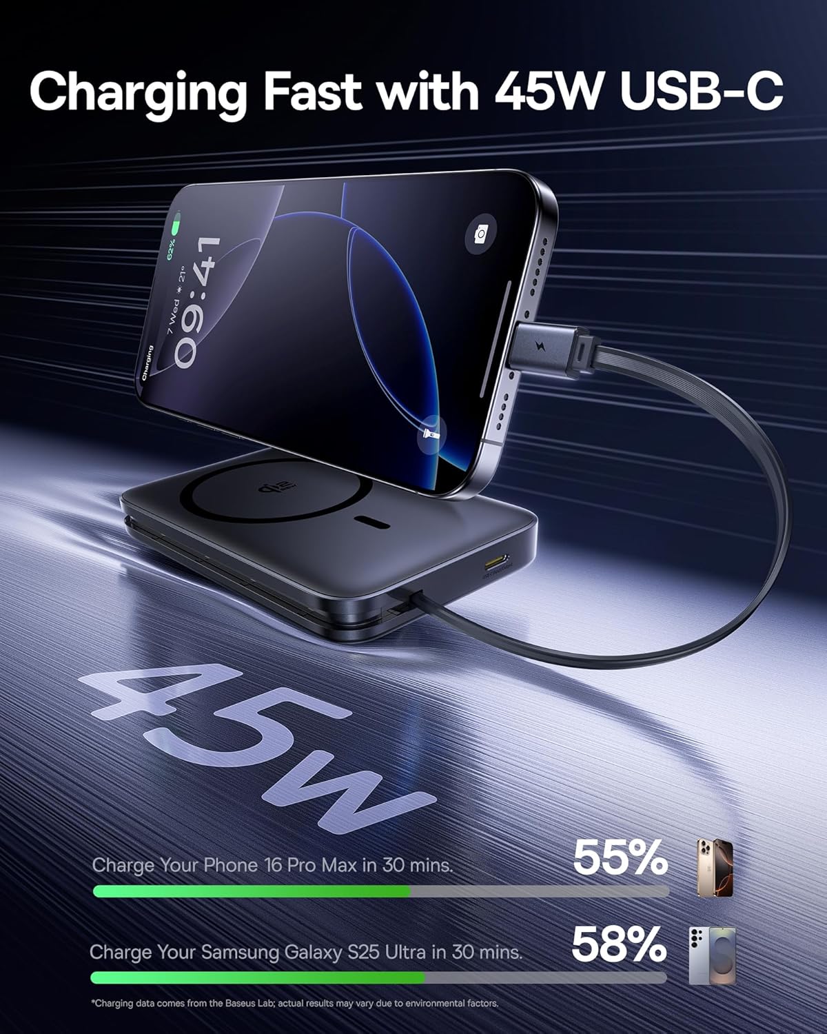 Baseus Picogo Qi2.2 25W Magsafe Portable Charger Power Bank 10000mAh 45W