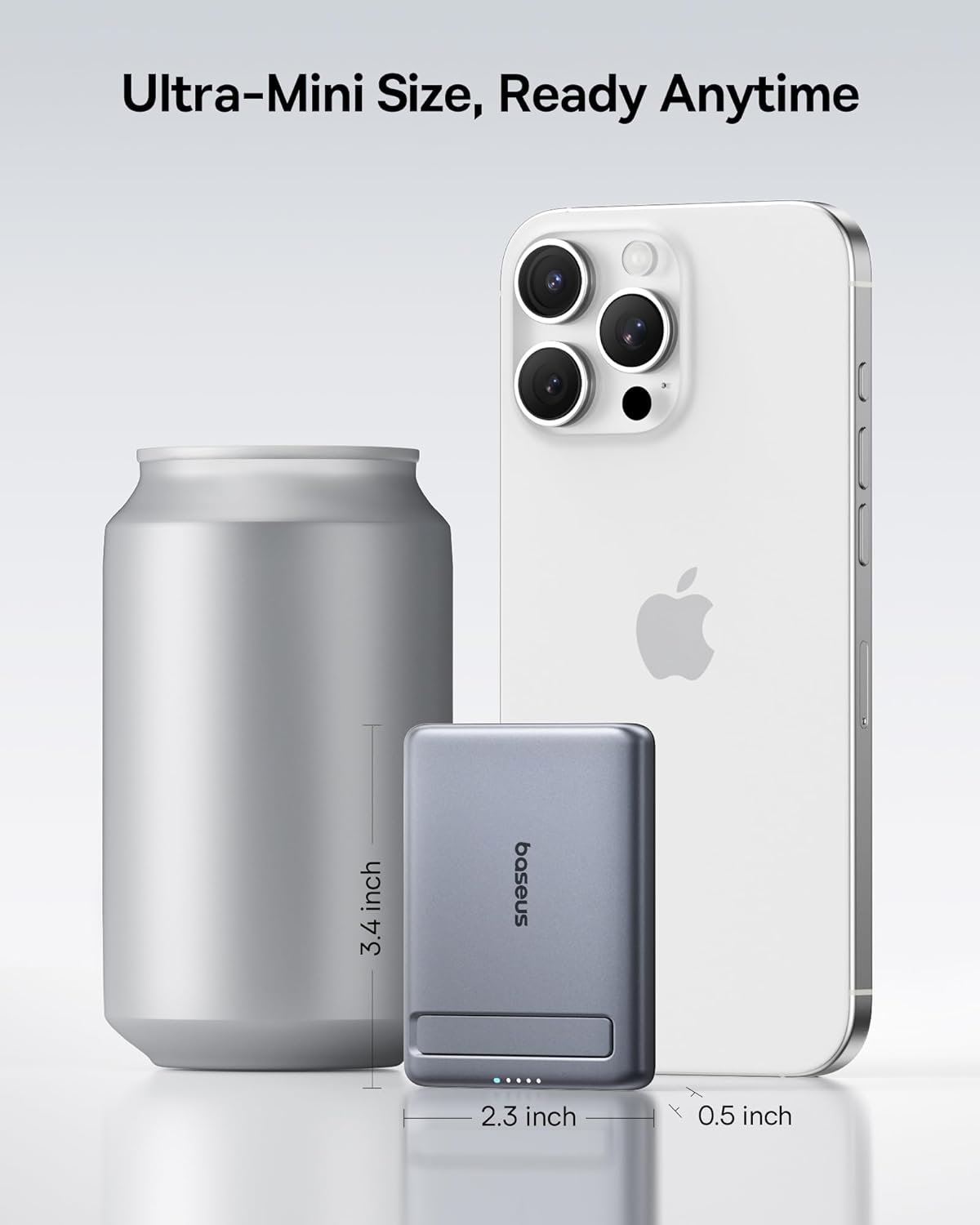 Baseus Picogo Power Bank, Smallest 5000mAh Magnetic Portable Charger with Stand