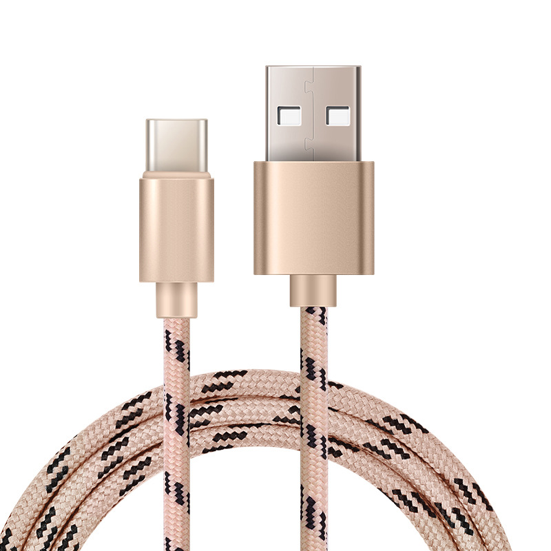 Type-C data cable, nylon braided cable, USB 2.1A fast charging power cable, mobile phone charging cable