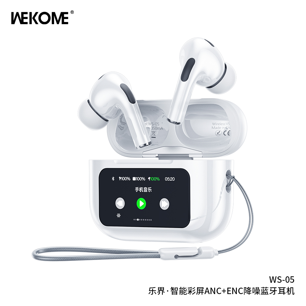 WS-05 Musicircle ANC+ENC Noise canceling Wireless Earbuds with Smart Color Screen wekome