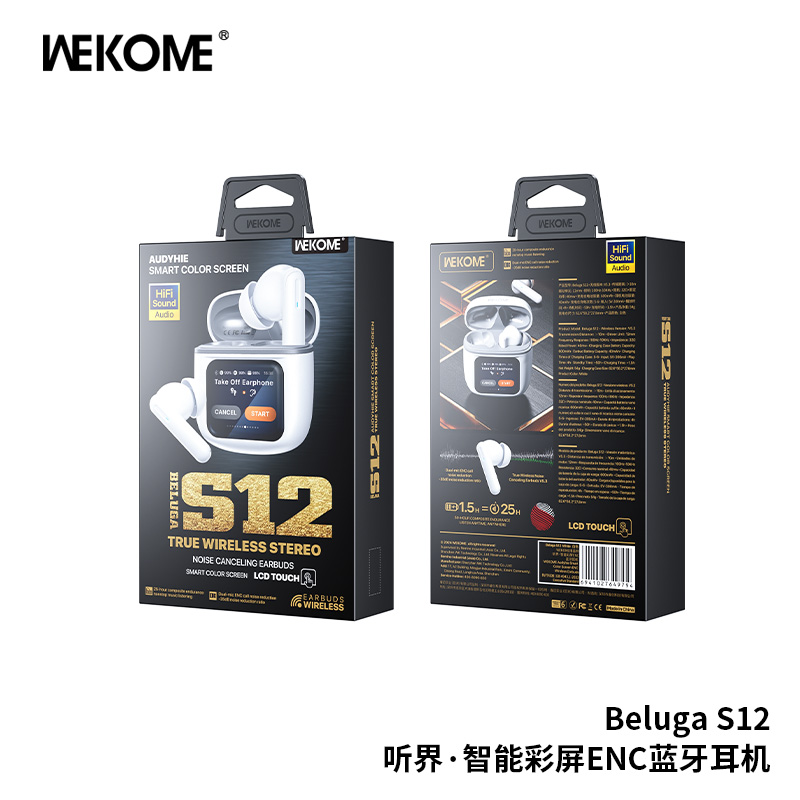 Beluga S12 Audyhie· ENC Wireless Earbuds With Smart Color Screen wekome