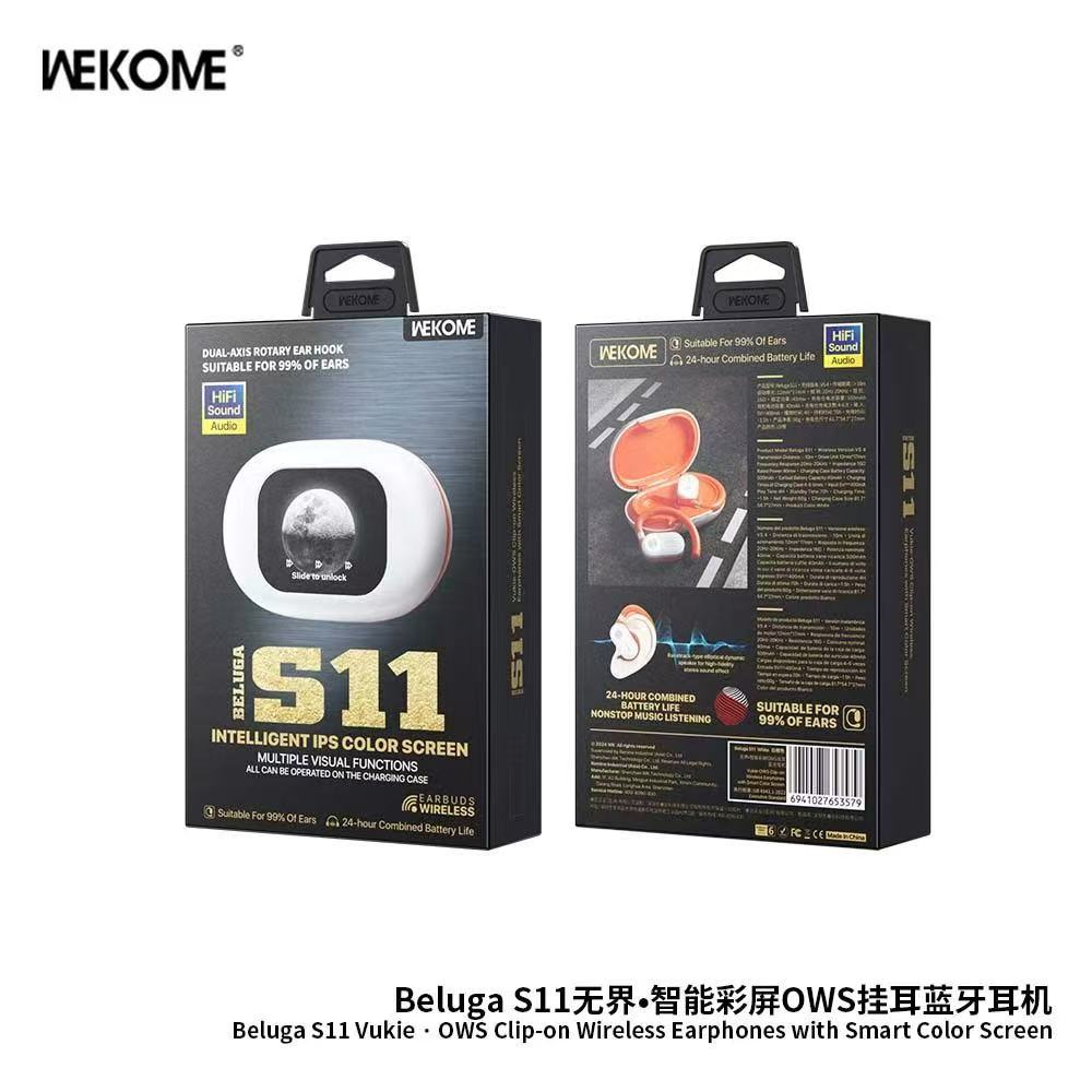 wekome Beluga S11 Vukie OWS Clip-on Wireless Earphones with Smart Color Screen