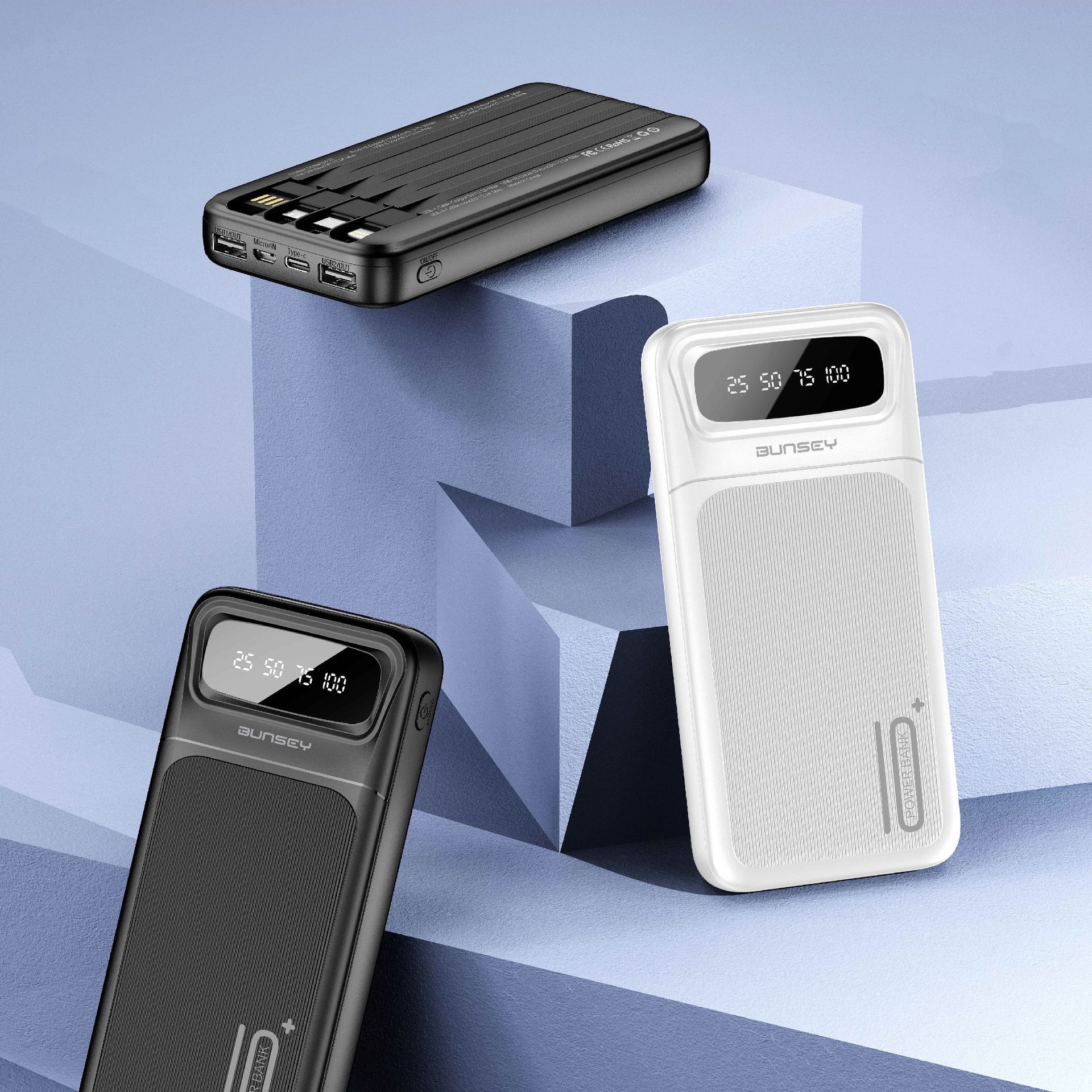 Bunsey BP17 10W fast charging portable outdoor power bank comes with a four wire 10000mAh large capacity power bank