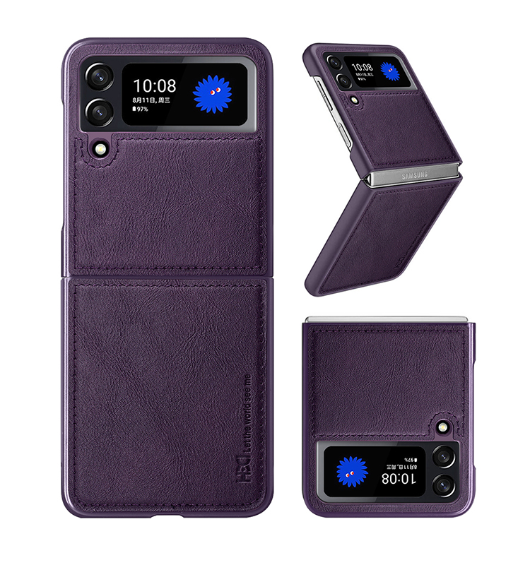 For Samsung Galaxy Z Flip 4 5G case Pu Leather Minimalist Slim Cover Protective case Compatible with Galaxy Z Flip 3/4