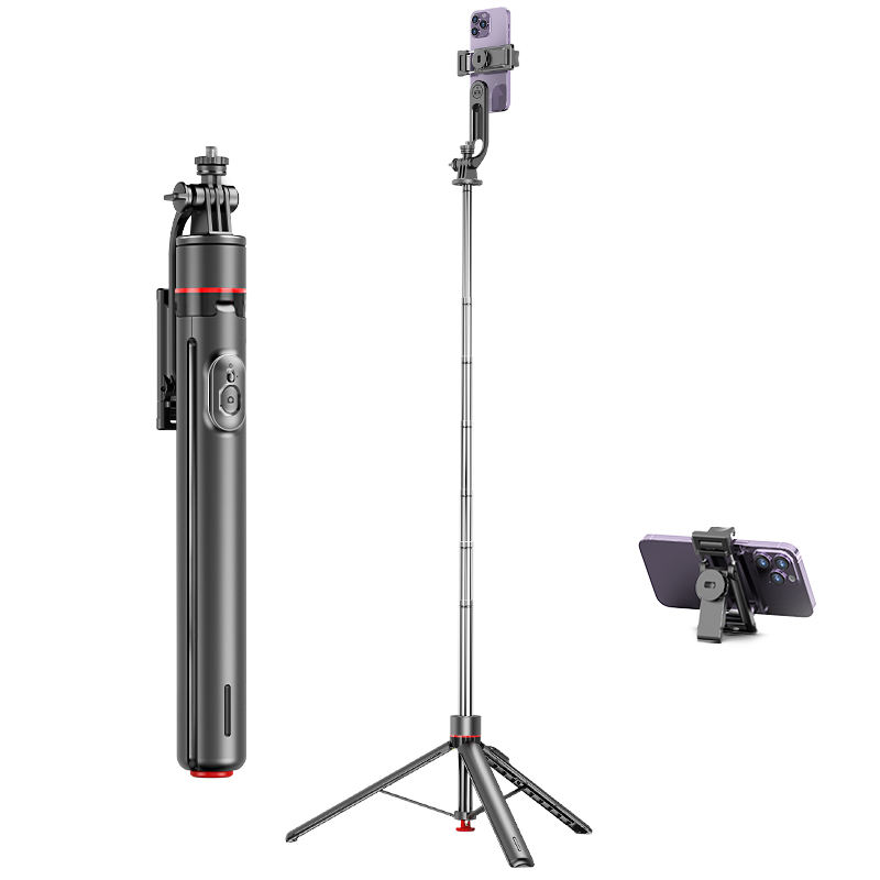 TOKQI TT02 1.75m All-in-one Auto Pop Open Tripod Magnetic Remote Detachable Phone Clip Tripod Selfie Stick