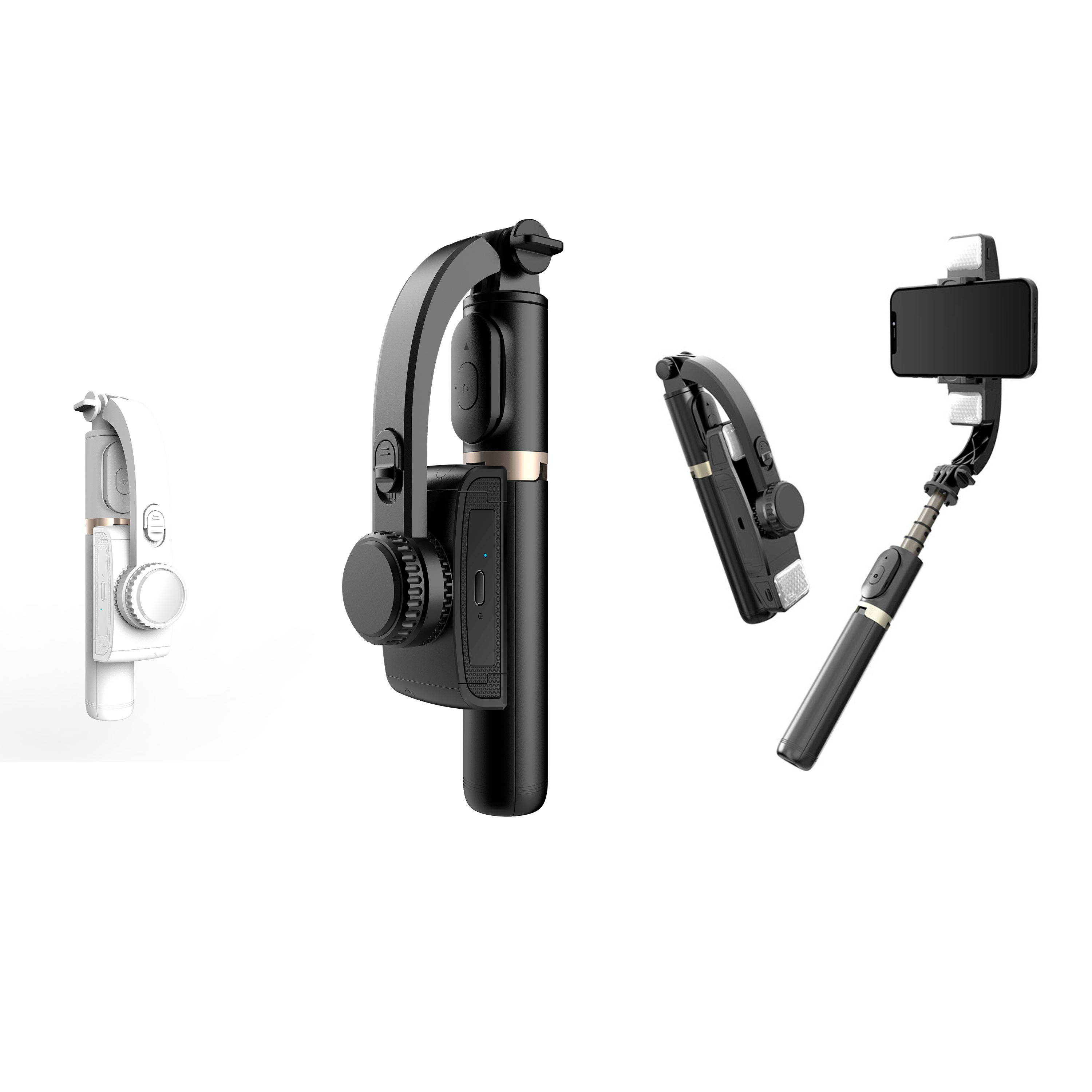 TOKQI Single-axis Handheld Anti-shake Gimbal Stabilizer Tripod Stand for Phone With Light and Microphone Stabilizer Phone