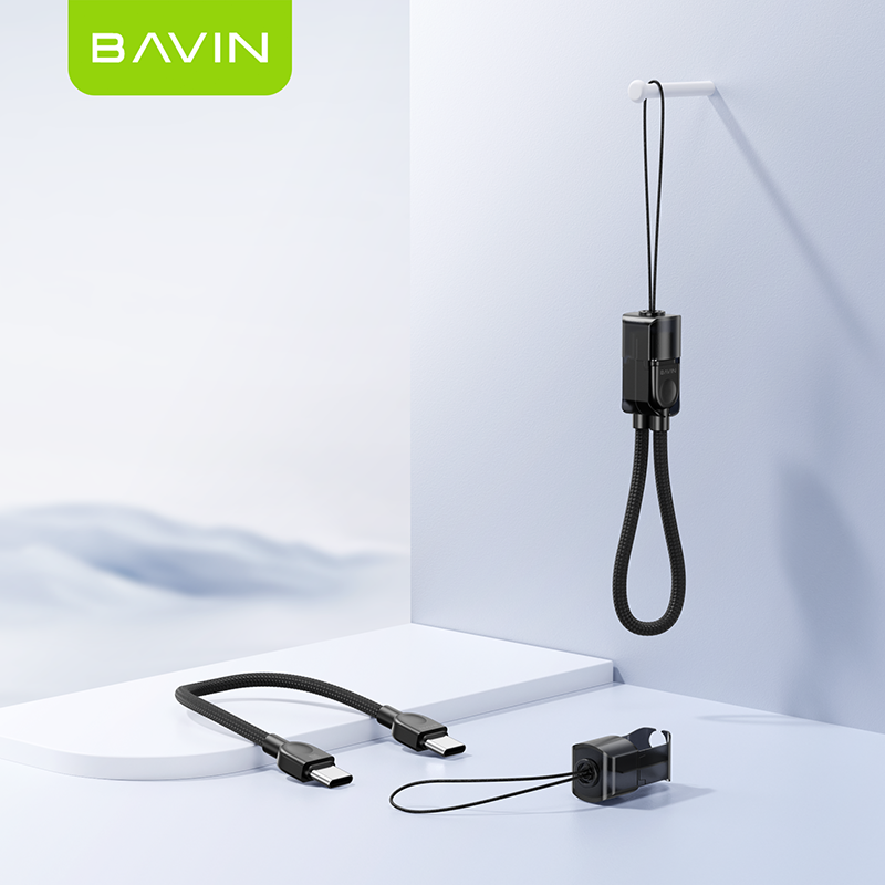 BAVIN Nylon Braided PD 60W CB411 Lanyard Fast Charging 2 in 1Usb c to Usb c Mobile Phone Usb Cable