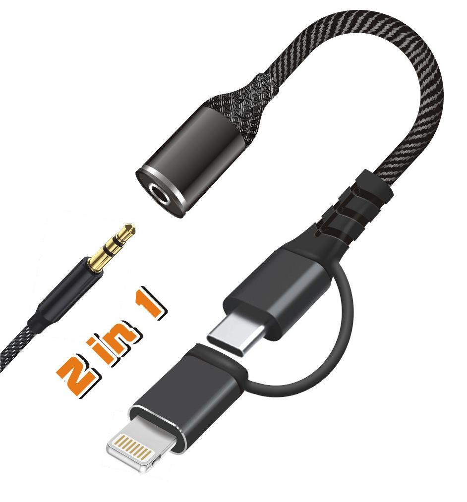 Data LineSX-90 2-in-1 Audio Adapter Cable Cotton/Black