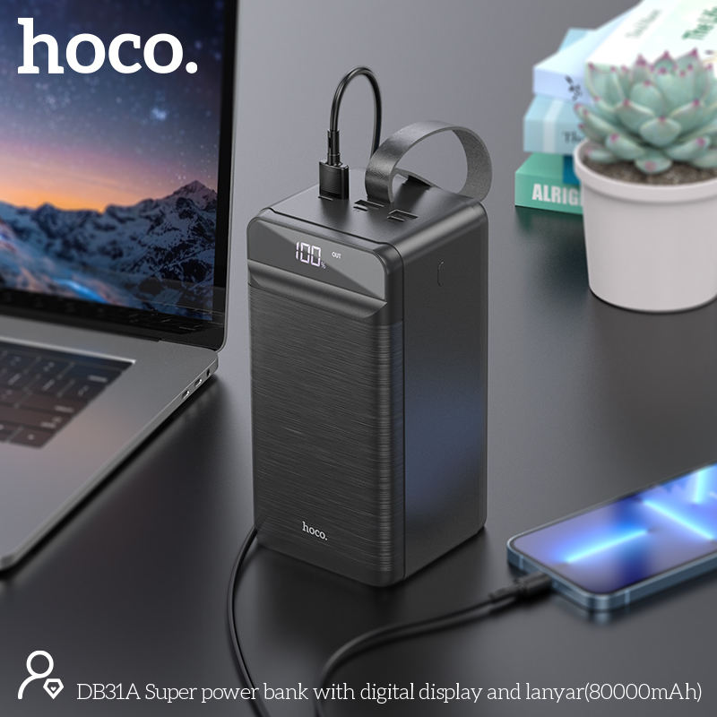 Hoco OEM DB31A 80000mAh Three USB Ports Super Digital Display Lanyard Power Bank