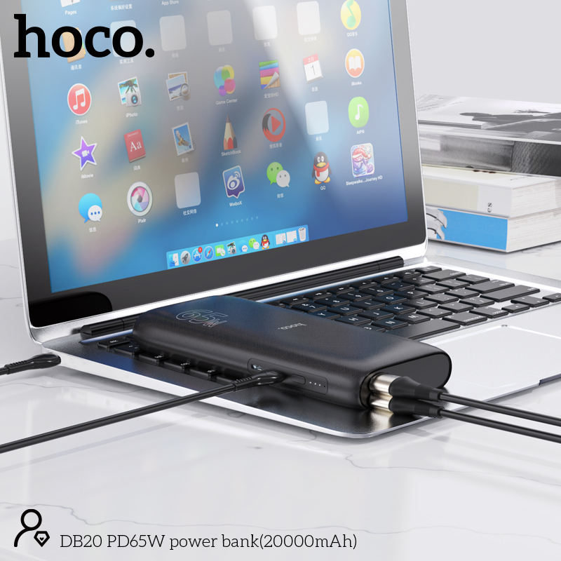 Hoco OEM DB20 Portable Fast Charging Phone Laptop Charger Battery Pack PD 65W Power Bank