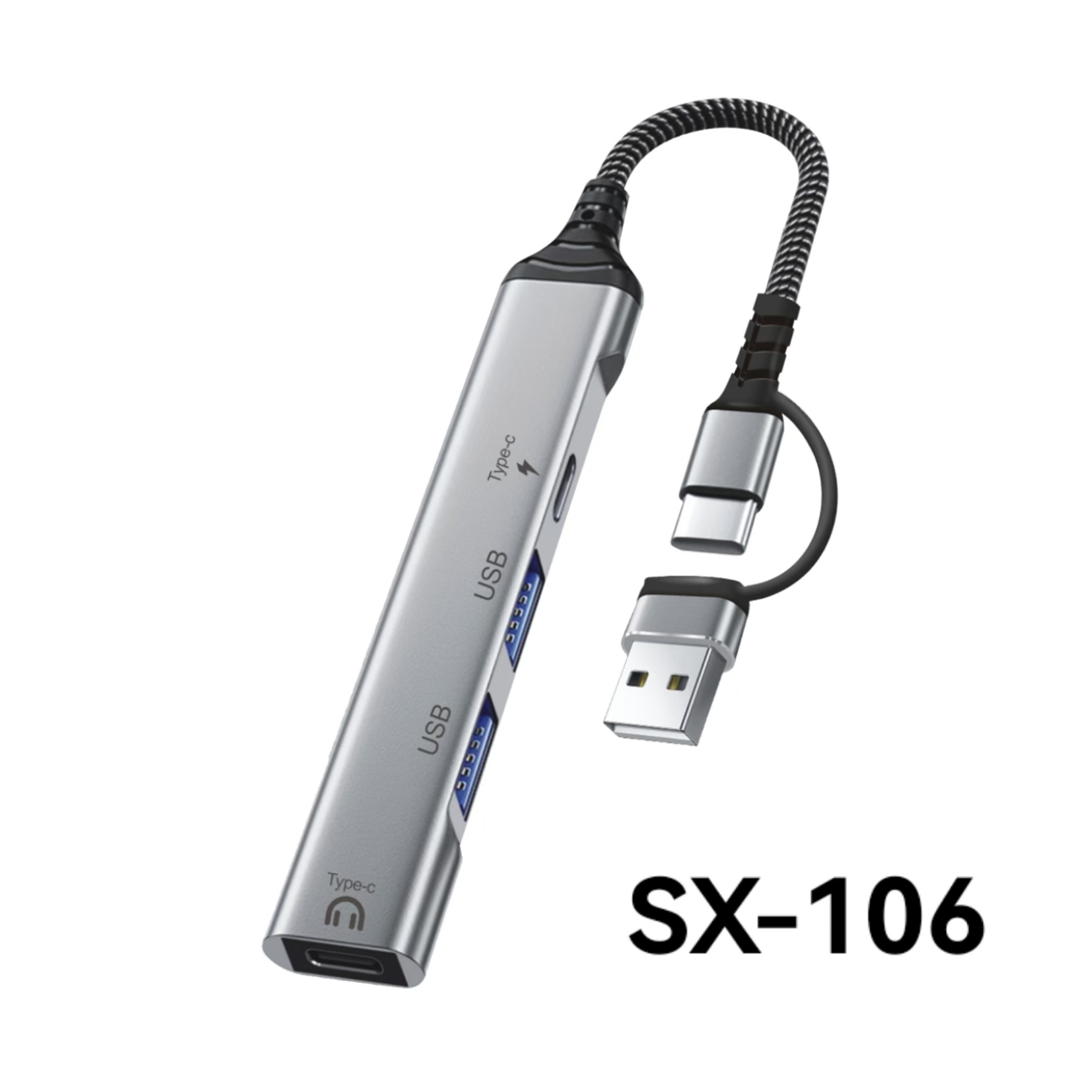 Docking station SX-106 USB/T-C 2-in-1 docking station+T-C earphones expanding adapter