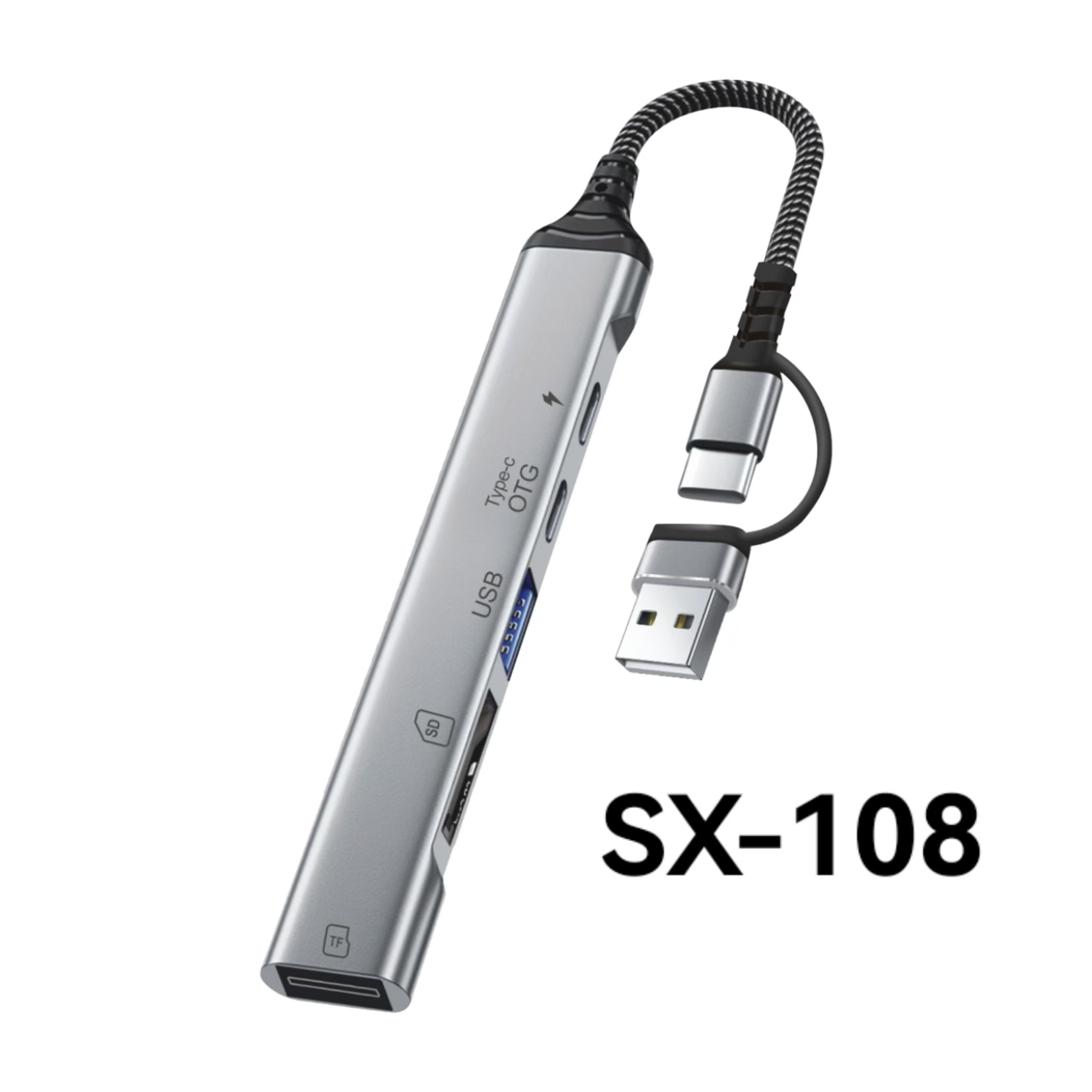 Docking station SX-108 USB/T-C 2-in-1 docking station+TF/SD card expanding adapter