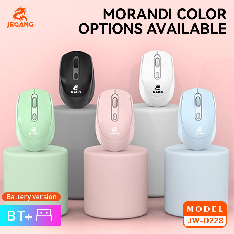 Jeqang JW-D228 Dual-Mode Mouse Battery Operated BT and 2.4G Wireless Compatible with Computer Laptops