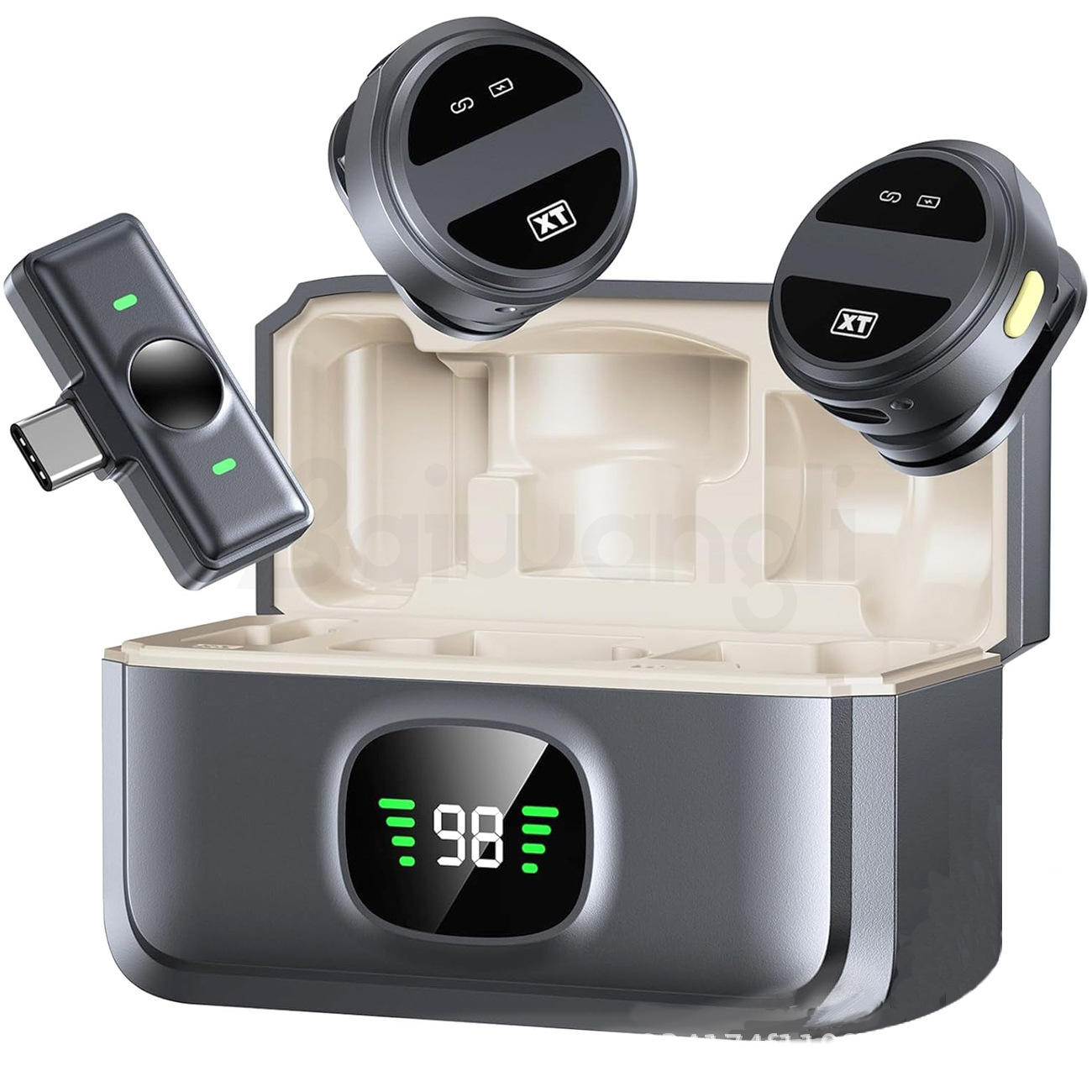 BAIWANGLI -SX21 private model wireless lavalier microphone with magnetic noise reduction and charging compartment for live broad