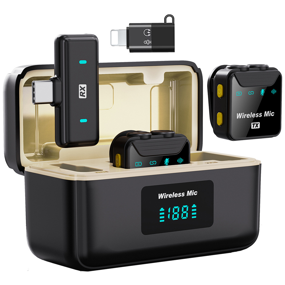 BAIWANGLI SX23 wireless lavalier microphone noise reduction magnetic dual microphone head charging case high-definition recordin