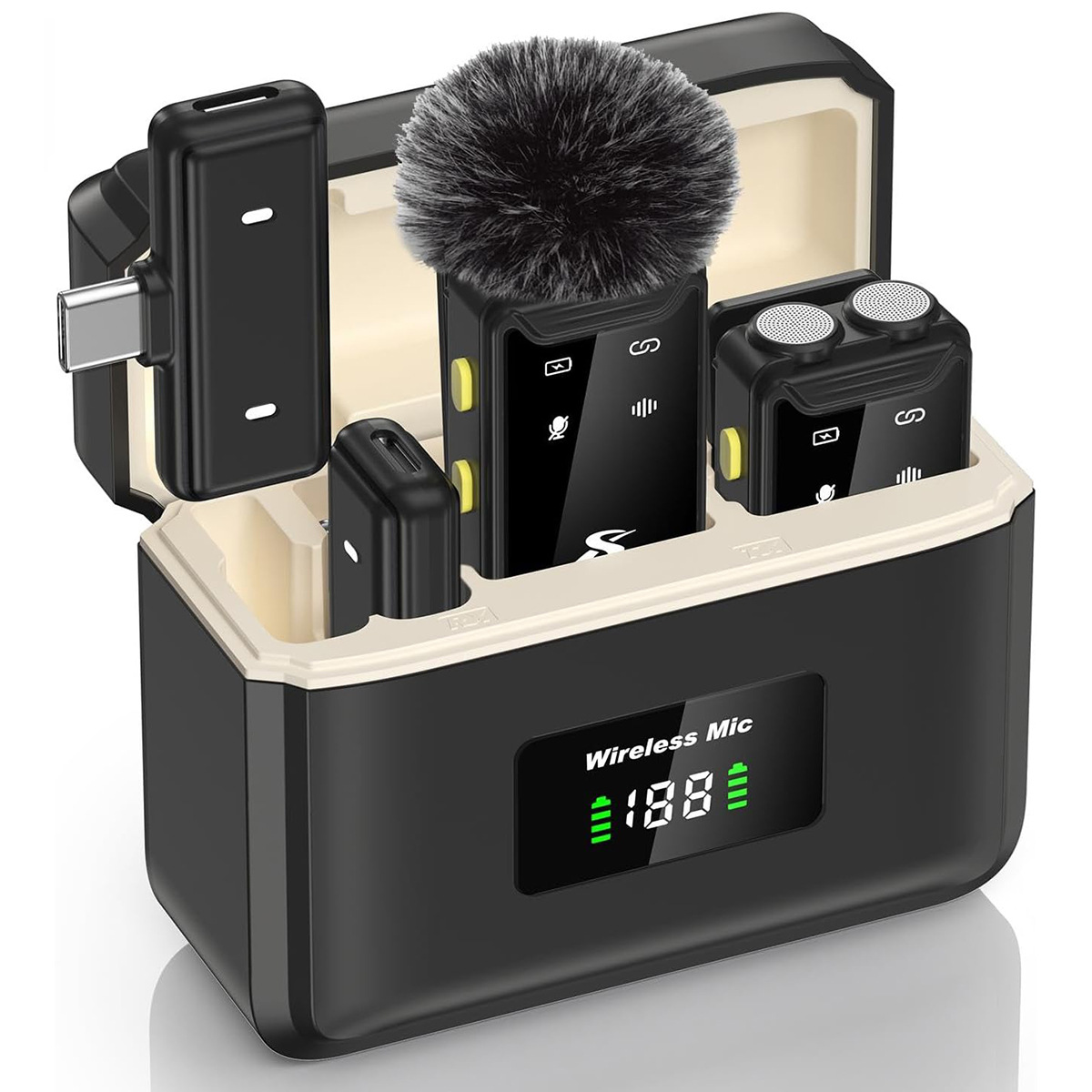 BAIWANGLI SX22private model dual receiver wireless lavalier microphone with noise reduction and charging compartment for mobile