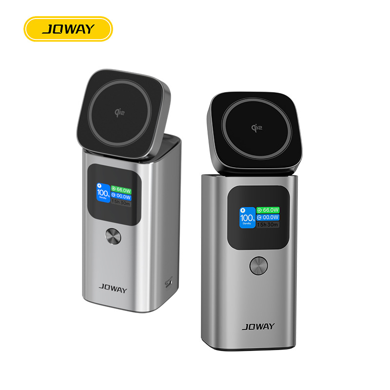 JOWAY JP339 high-power 100W color screen aluminum alloy fast charging charging treasure wireless charging mobile power supply