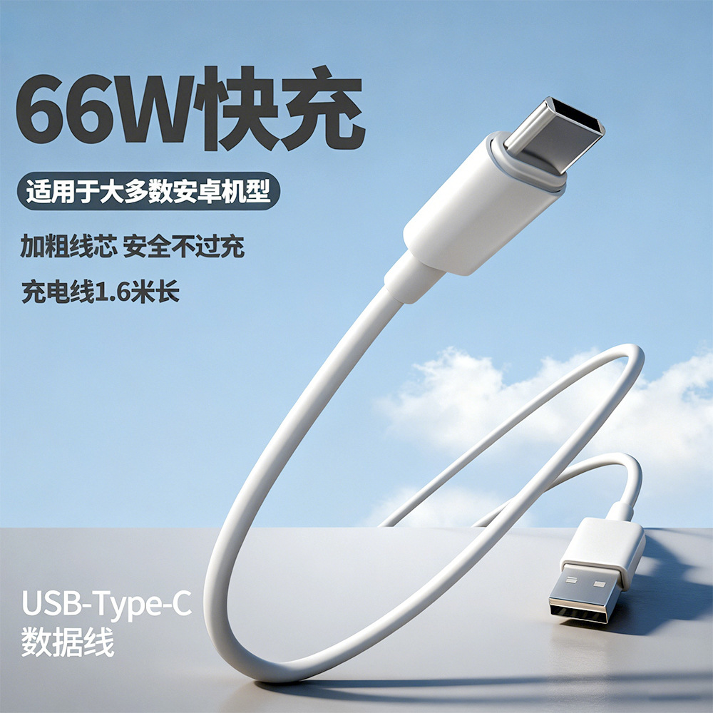 XINGANHUI Super Flash Charging Data Cable 66W 1.6m Data Cable Fast Charging Suitable for Apple Android