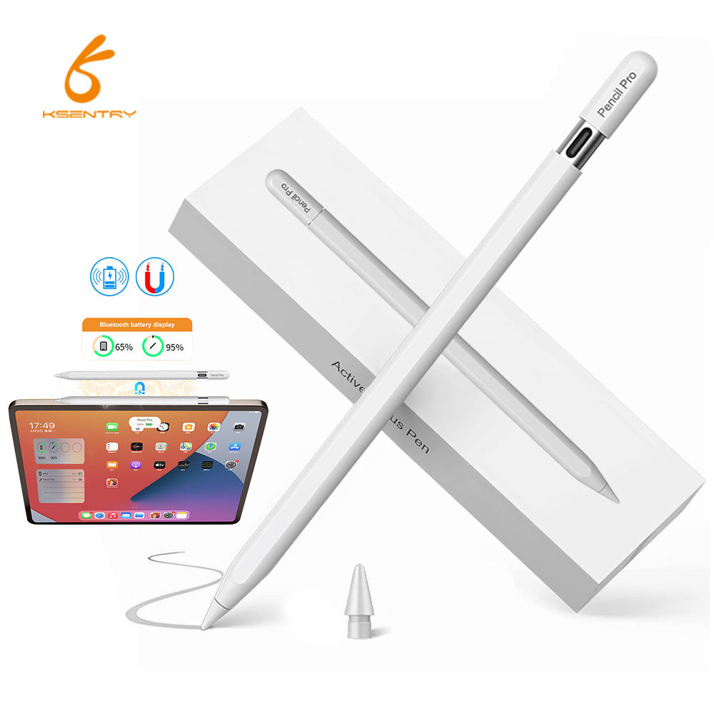 KSENTRY Auto Sleep Function Wireless Hidden Type-C Port Charger Palm Rejection Magnetic Active Stylus Pen for iPad Air 11