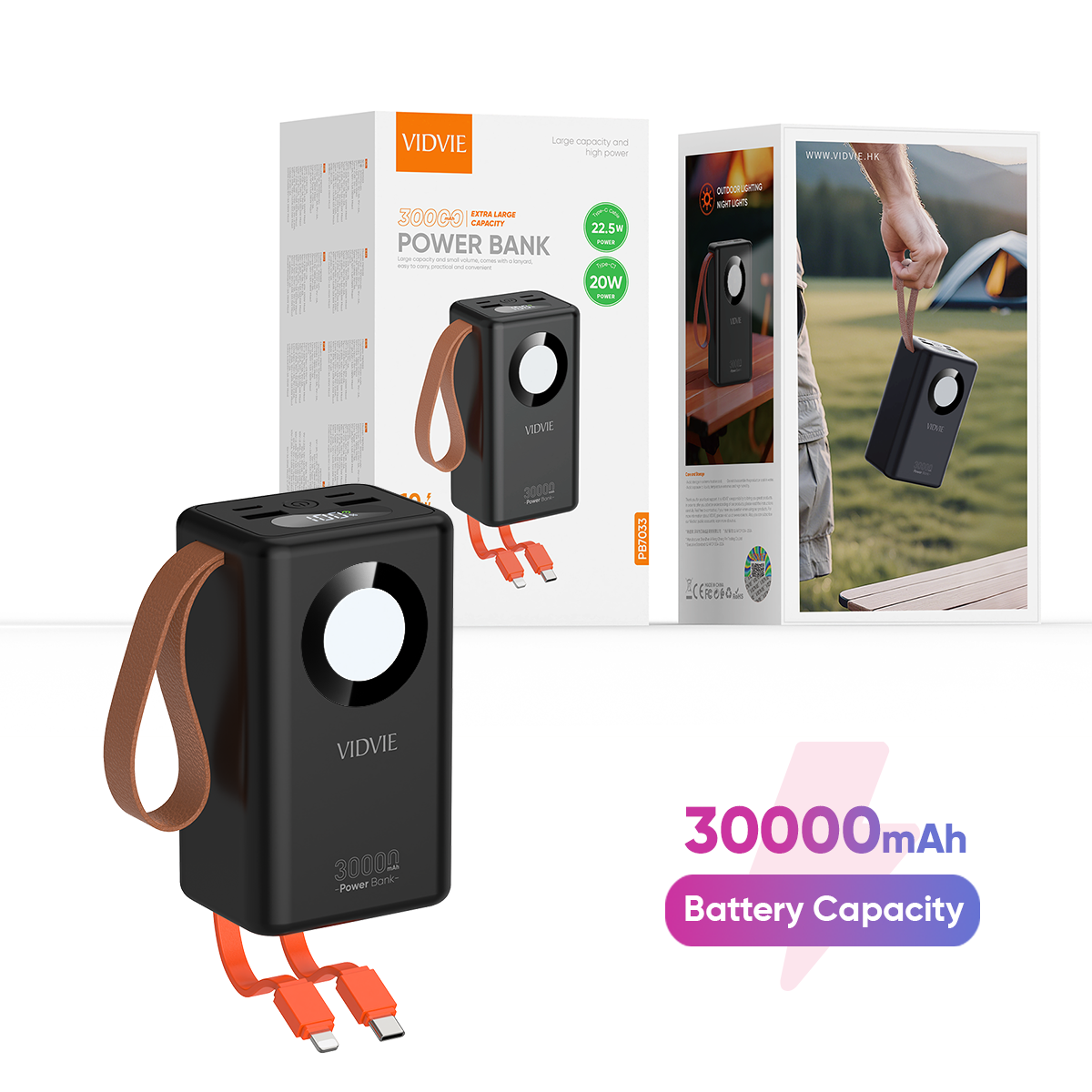 VIDVIE PB7030 Portable Travel Small 30000mah Powerbank