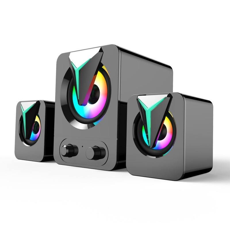 DM 2.1 Channel Desktop Computer Speakers RBG Luminous Small Multimedia Active Notebook Woofer Wired Computer Speakers