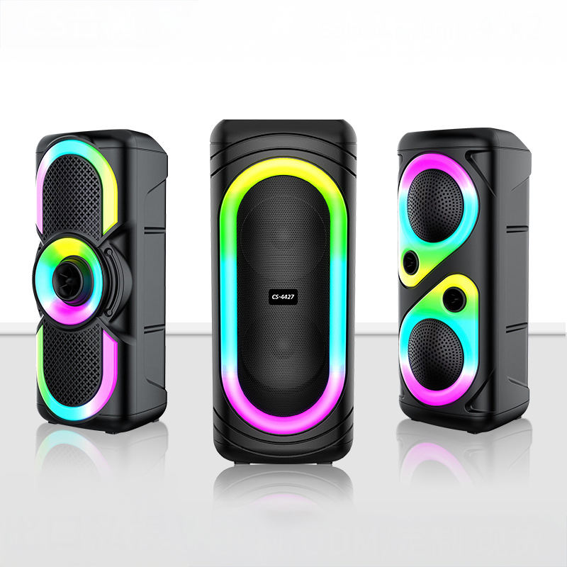 DM 4-inch Speaker with RGB Backlight Support Microphone Karaoke, Outdoor Audio Subwoofer Portable Speaker