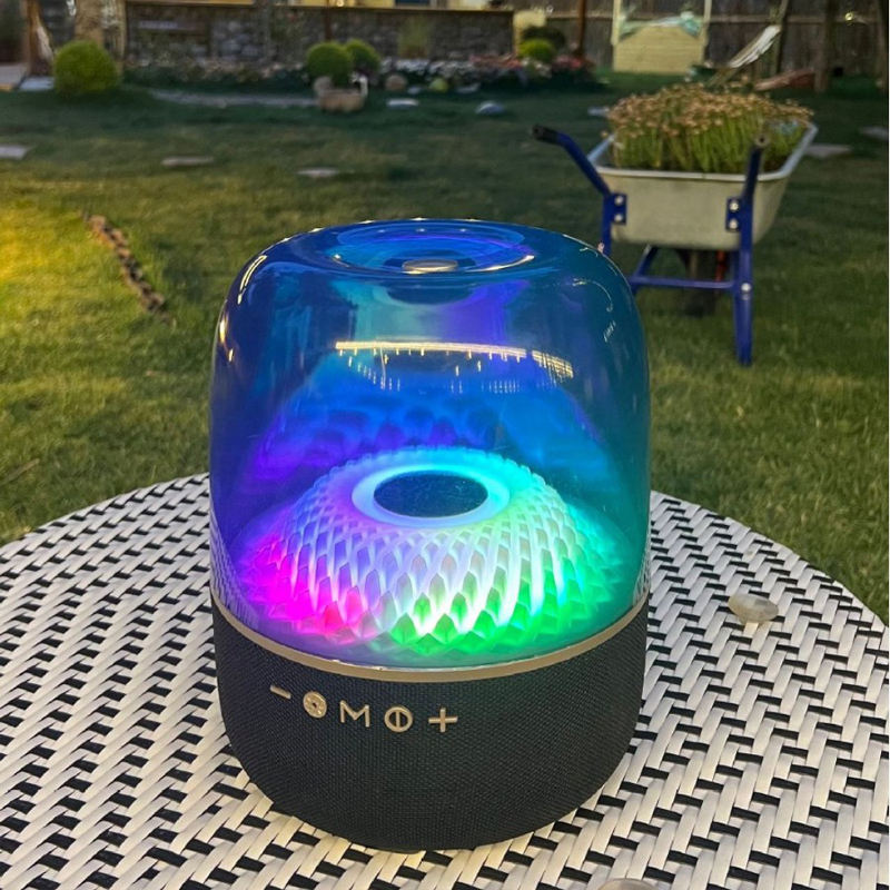 DM Colored Glazed Colorful Luminous Wireless for Dual Mode Glass Subwoofer Speaker RGB LED Lighting Dancing Singing Portable