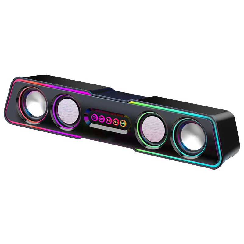 DM Linear Speaker with RGB Color Backlight, Desktop, Gaming, Home Use, Long Soundbar, Heavy Bass, Wired Bluetooth Soundbar