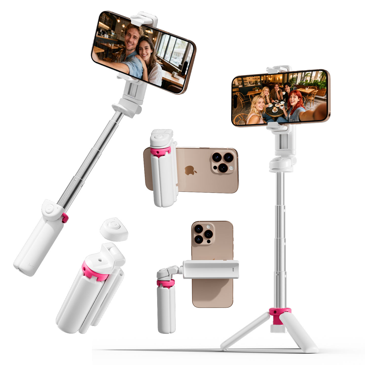 YUEWL Mini Portable Aluminum Alloy Wireless Selfie Stick with Fold Feature Mobile Phone Stand & Gimbal Phone Holder