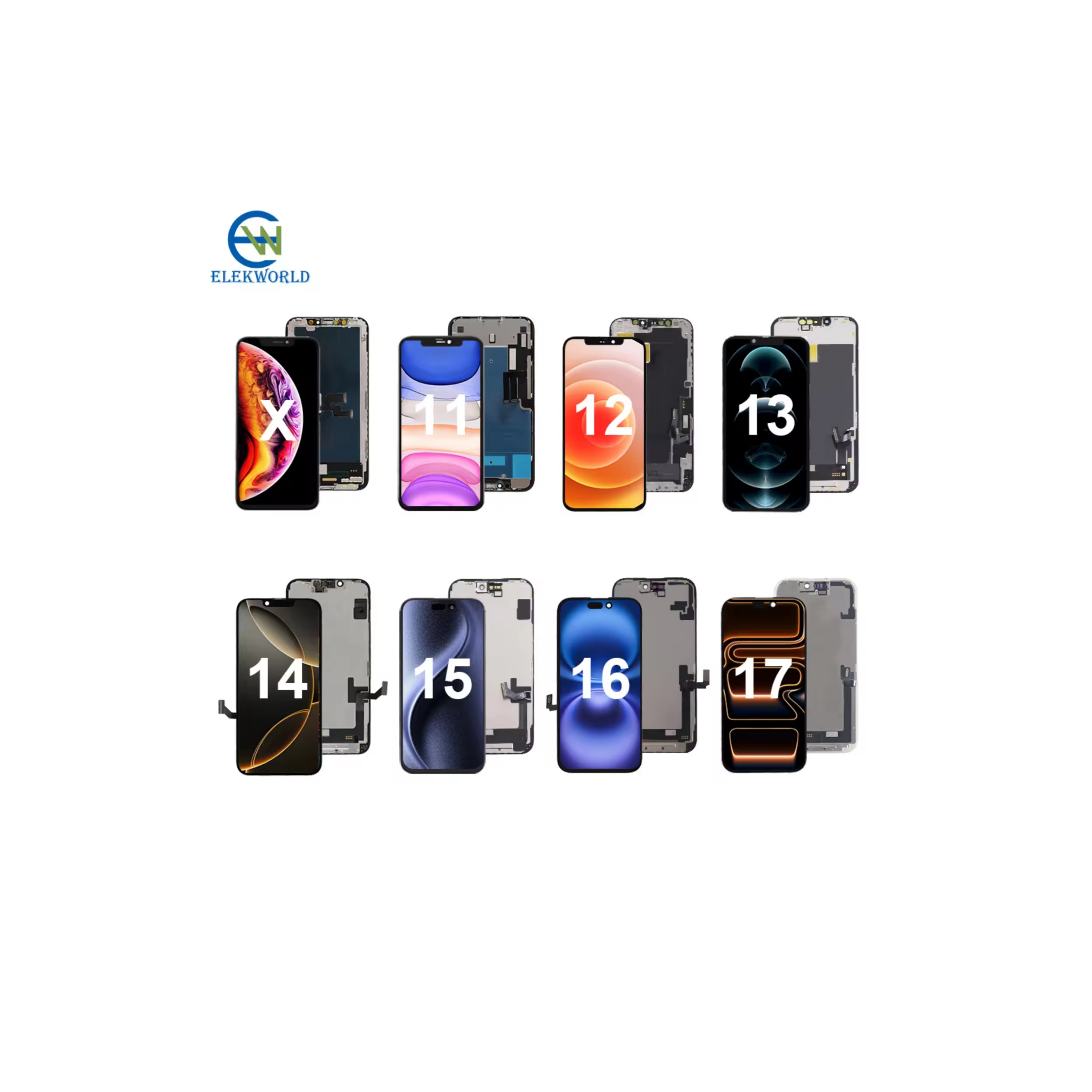 Customized Packaging Mobile Phone Lcds for iPhone X 11 12 13 13 14 15 16 17 Pro Max for Touch Digitizer Assembly Replacement