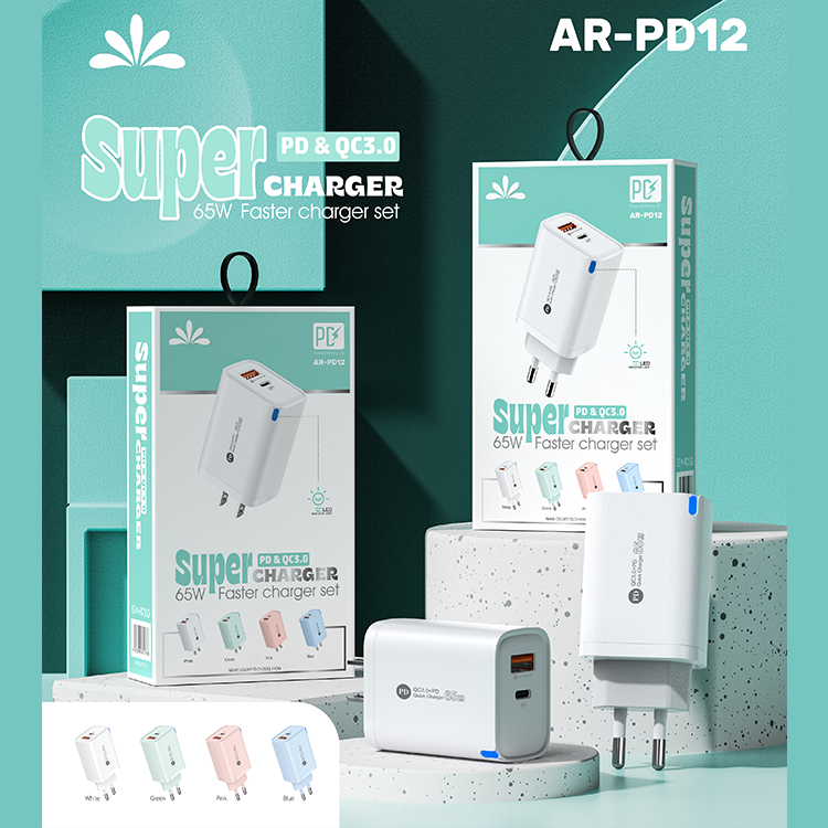 ANRUT -PD65W+QC3.0 Fast Charger A+C Dual Port Series