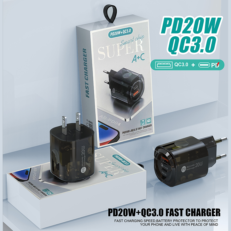 ANRUT -PD20W+QC3.0 Fast Charger A+C Port Transparent Series