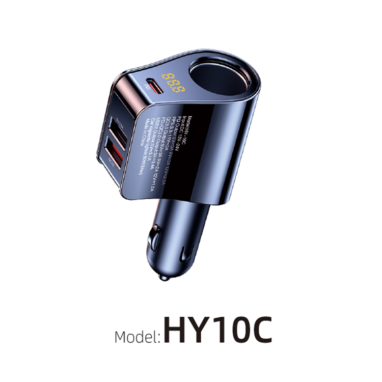 PD fast charging car charger dual USB+TYPE-C three-port series