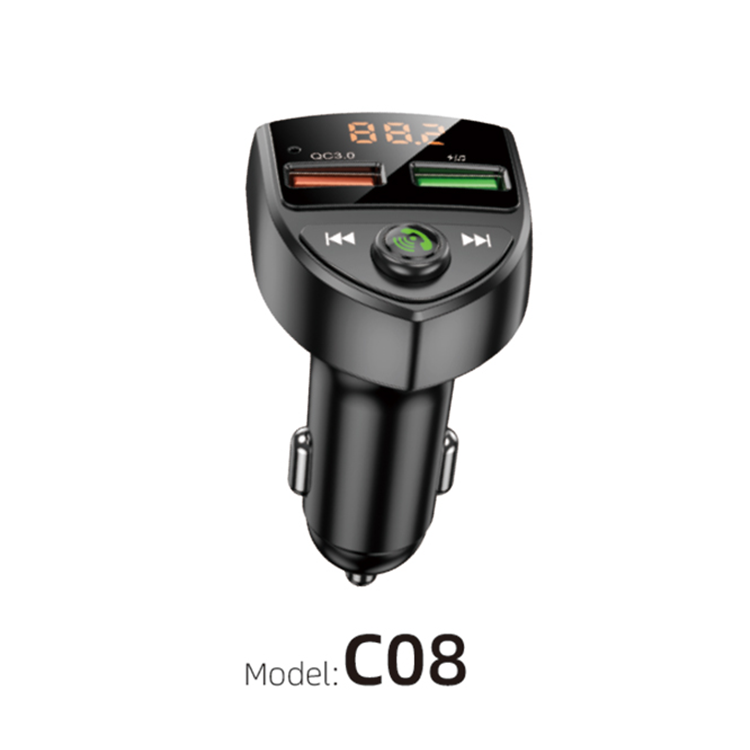 PD car charger dual USB dual ports with call function series (with display screen)