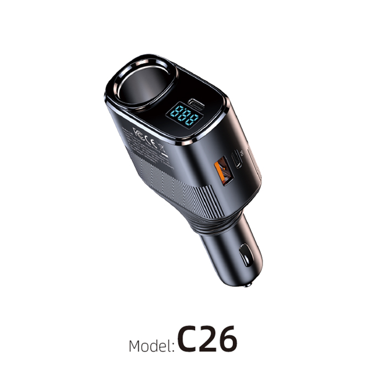 PD commercial car charger USB+ dual TYPE-C three-port series